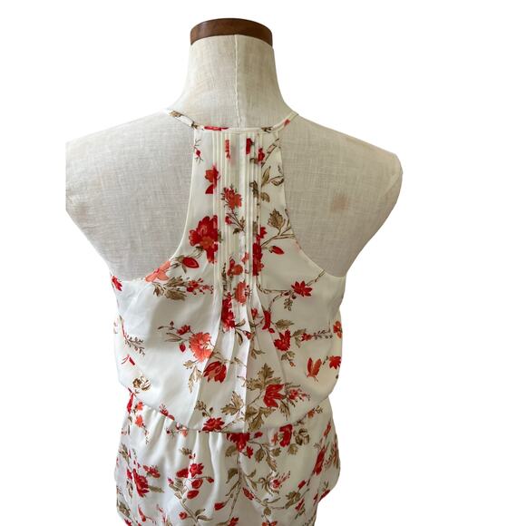 JOIE Halter Blouson Mini Dress Cream Red Floral Print M - Picture 7 of 11